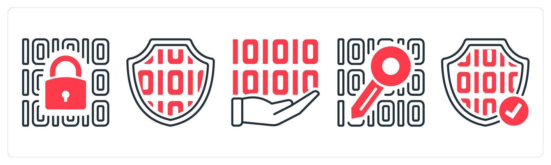 un conjunto de 5 5 mezcla íconos como datos seguridad, seguridad, programación en rojo color vector