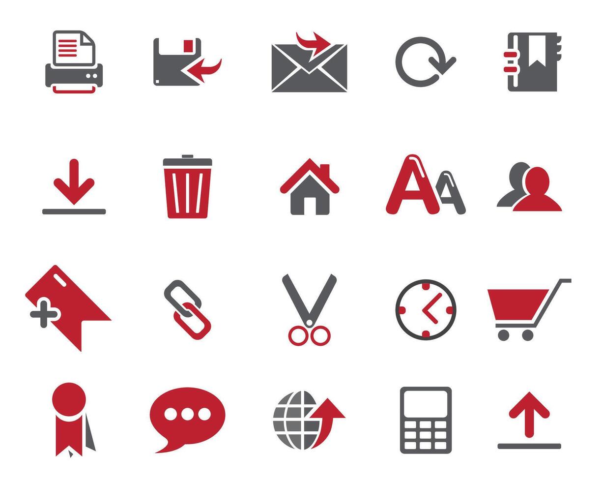 Grey and maroon Web icons set, web and communication icons for web computer and mobile vector