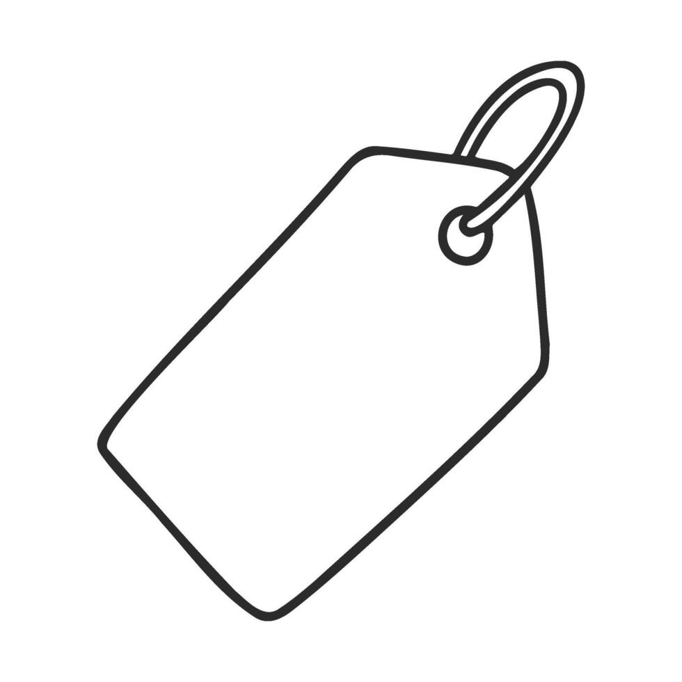Minimalist line art price tag with string loop vector
