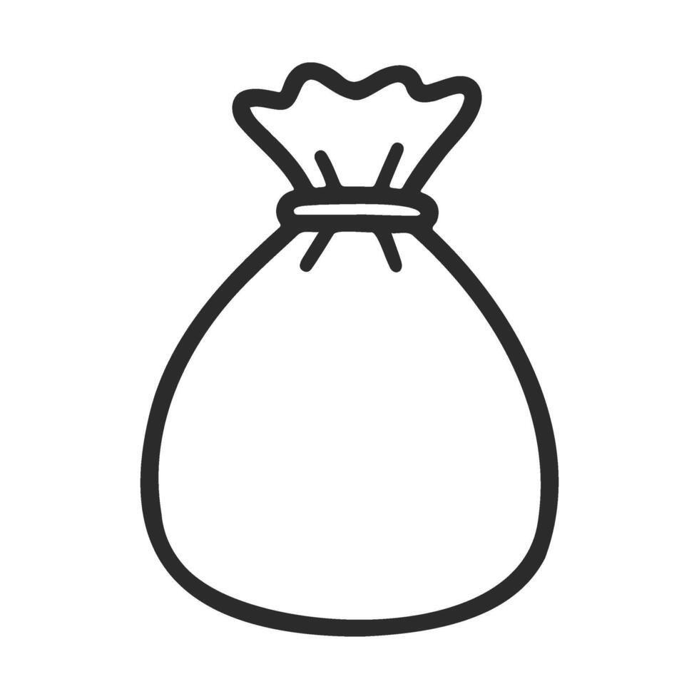 Simple outline of a cloth bag with drawstring closure vector
