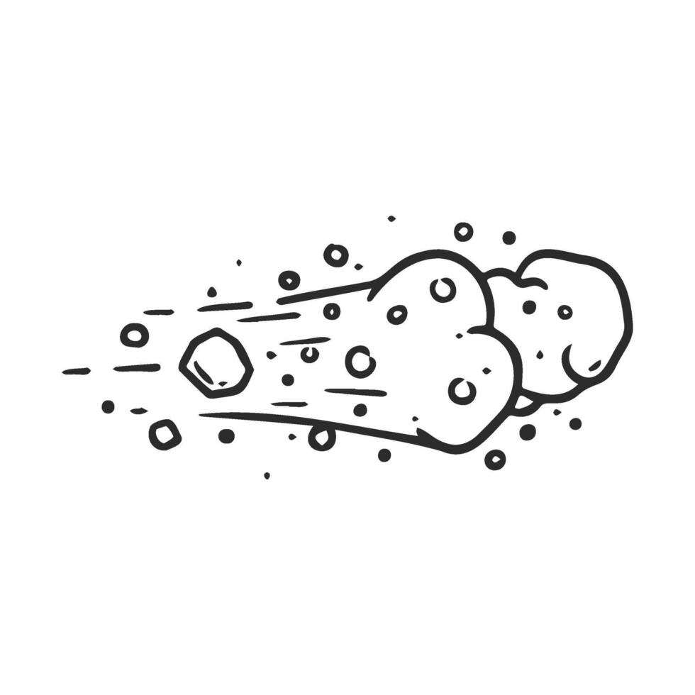 Hand Hand drawncomet dynamic sketch of a space object in motion vector