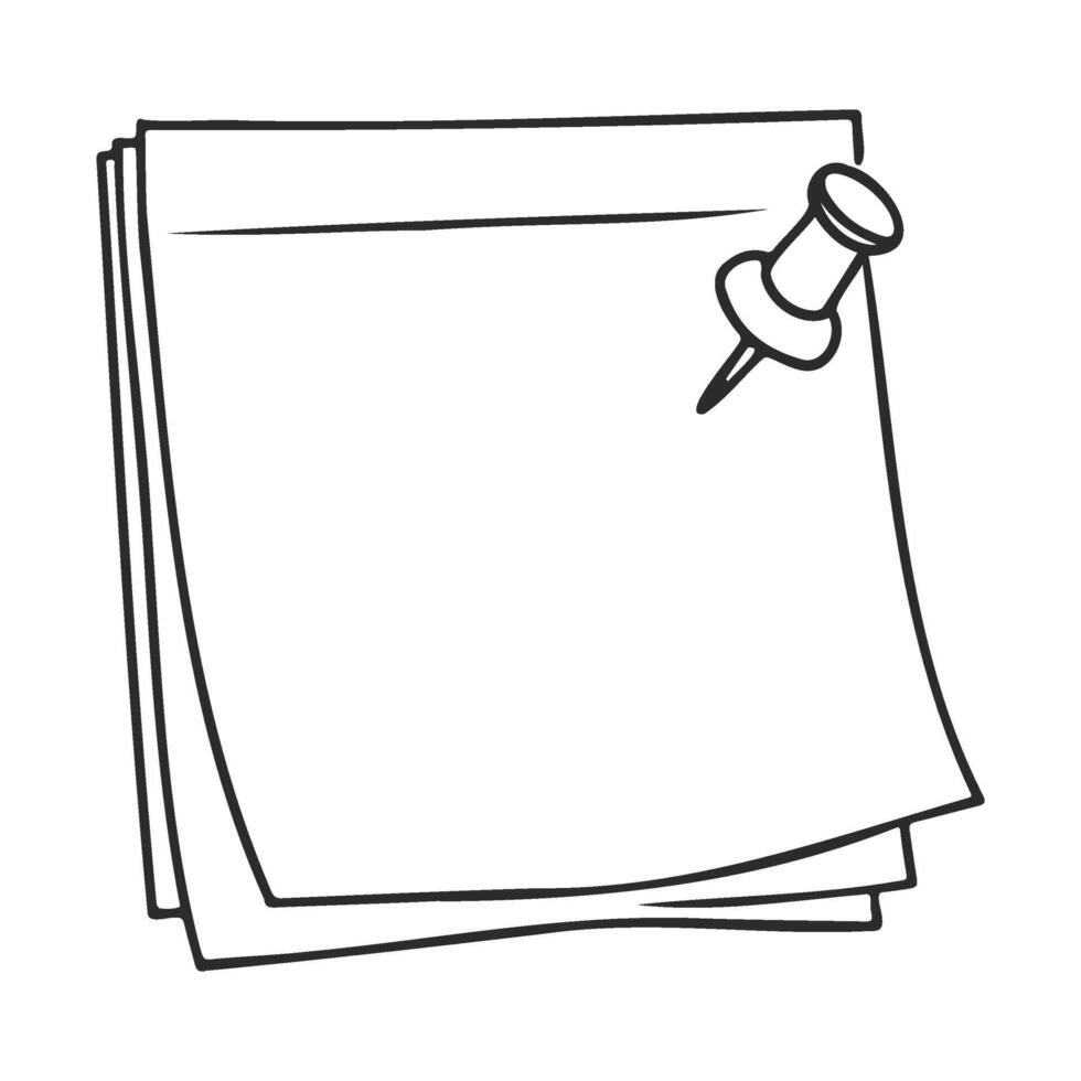 Blank sticky notes with push pin on white background vector