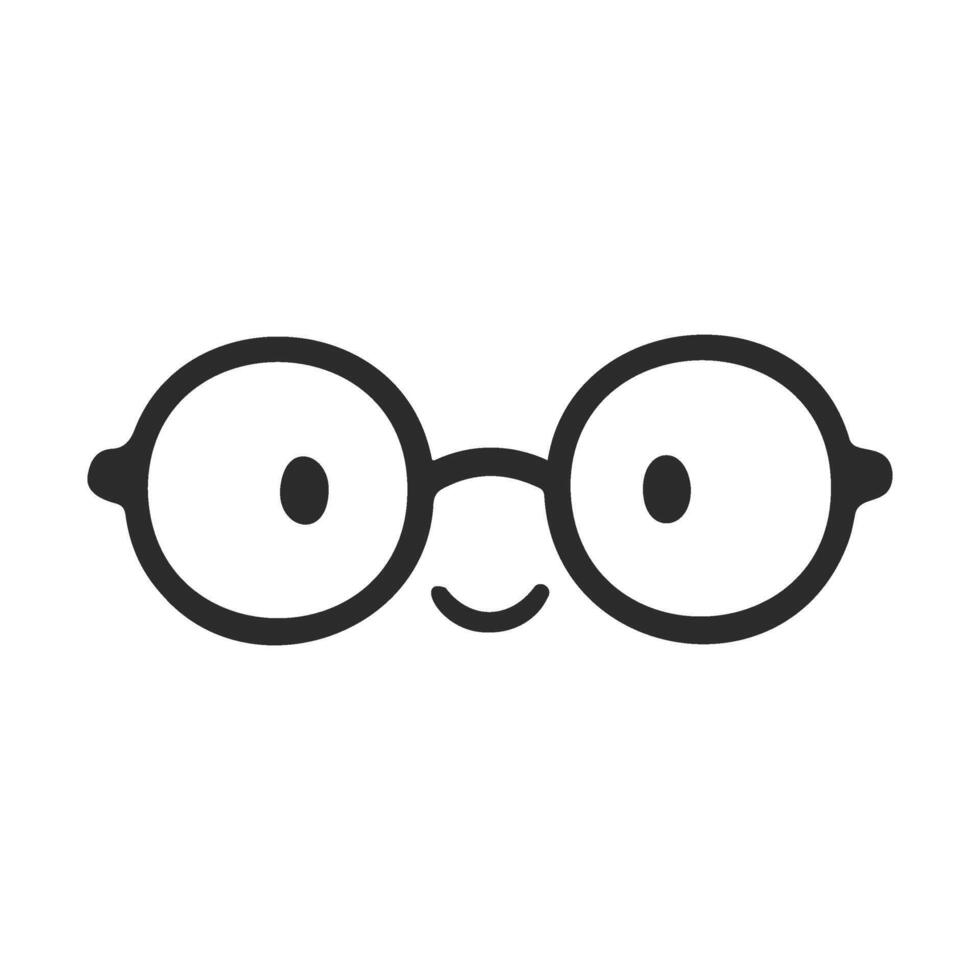 Simple black and white icon of glasses with a smile vector