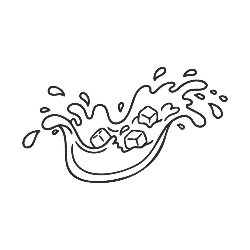 Ice cubes splashing into water with dynamic motion lines and droplets vector