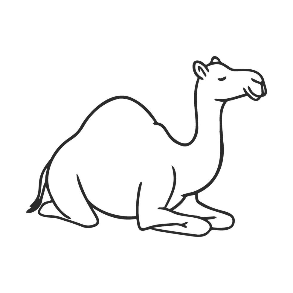 Simple black and white camel in a seated pose vector