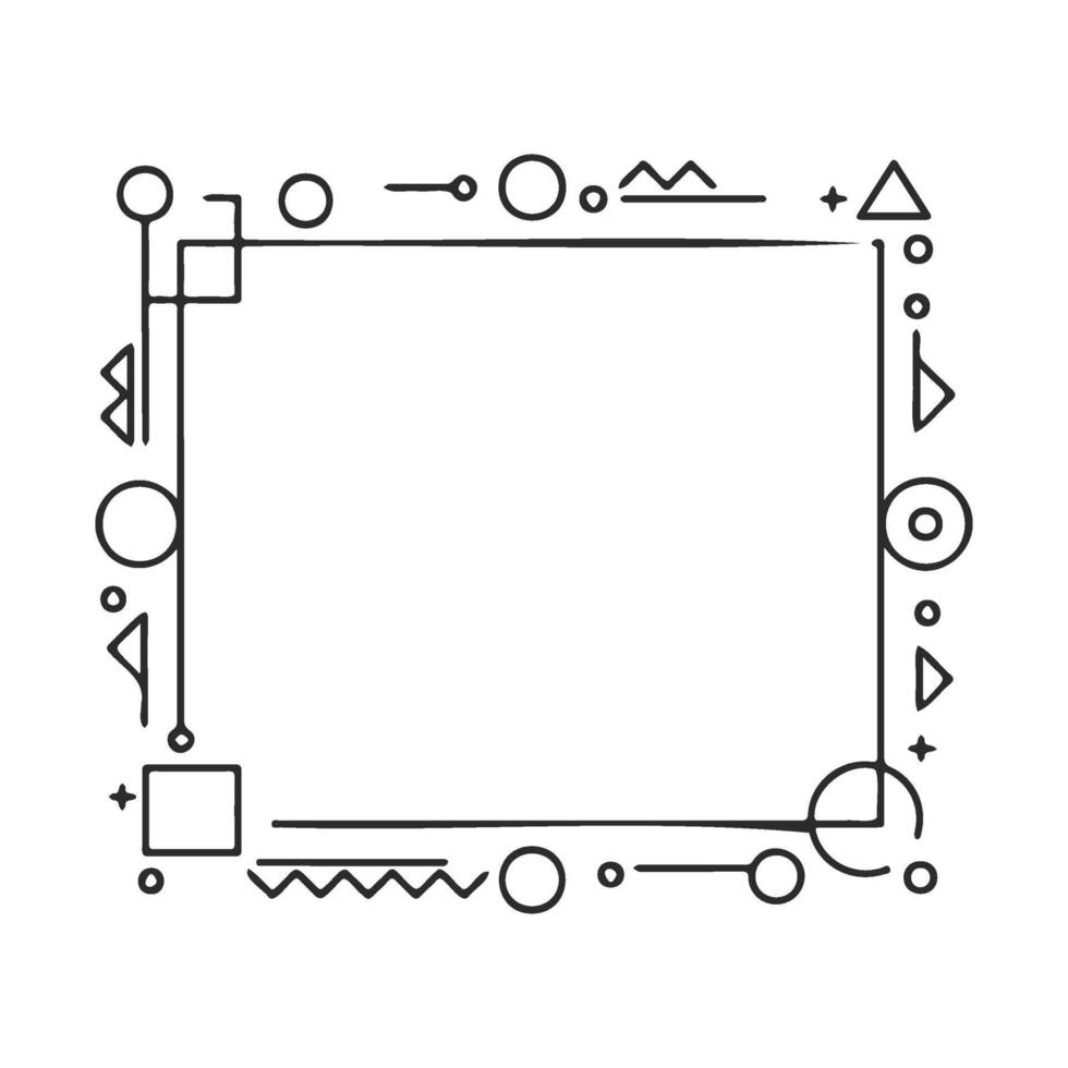 Geometric frame with abstract shapes in minimalist design vector