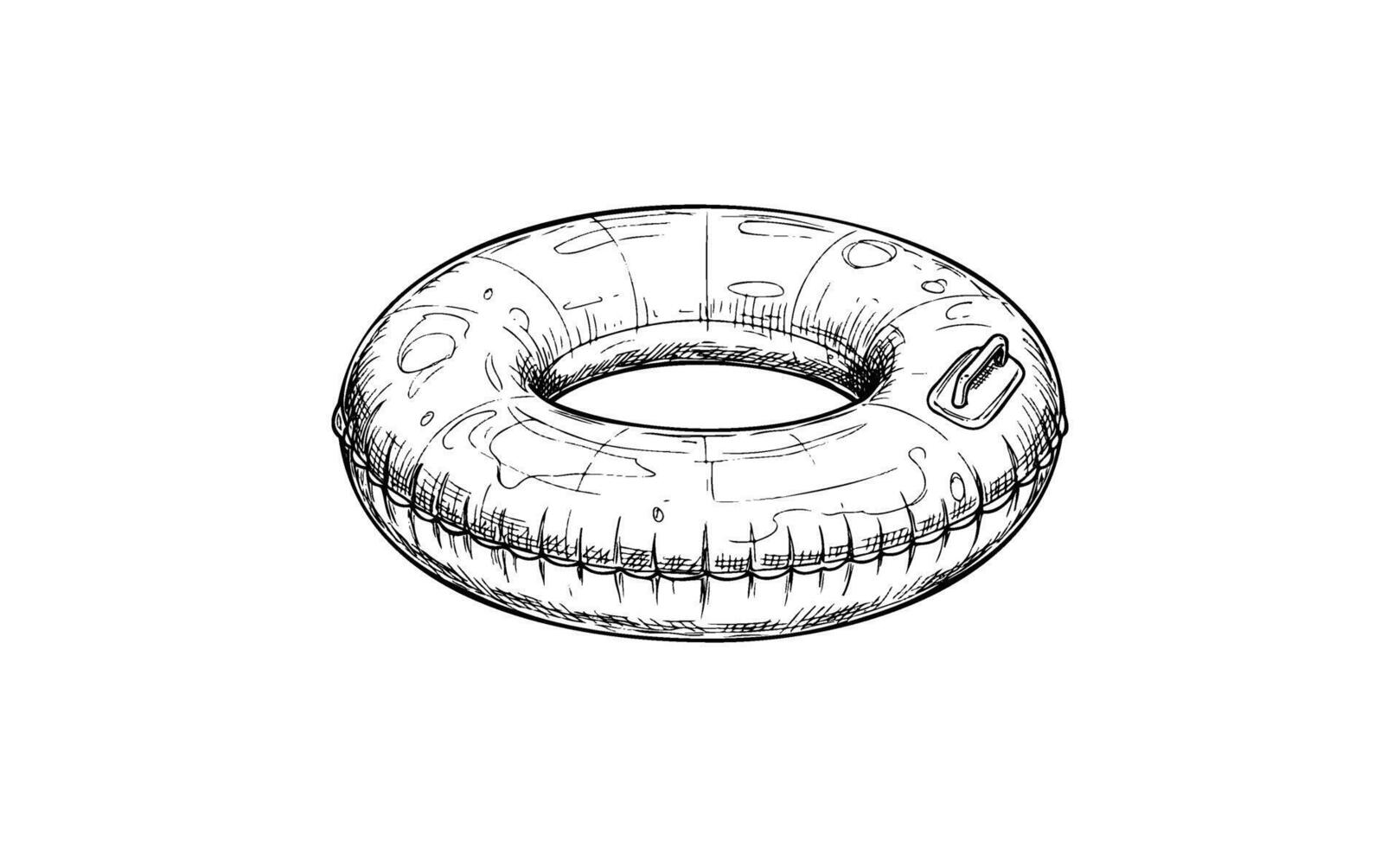 Sketch of inflatable ring tube Hand drawnwater floatation device vector