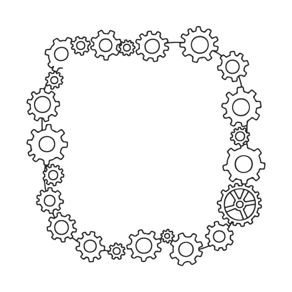 Intricate gear frame design with interlocking mechanical cogs and wheels vector