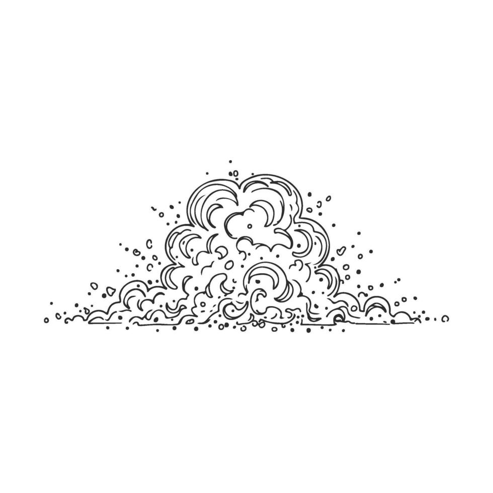 Explosive cloud sketch with swirling lines and dynamic energy vector