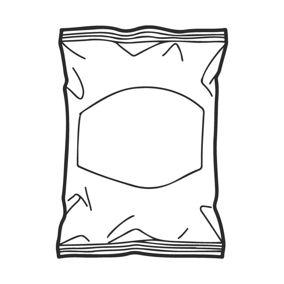 Empty snack bag outline with blank label for custom design vector