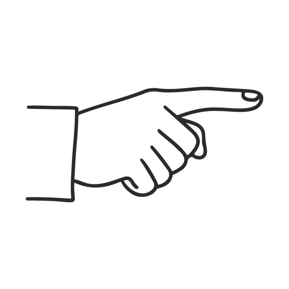 Line drawing of right hand pointing index finger with cuff vector