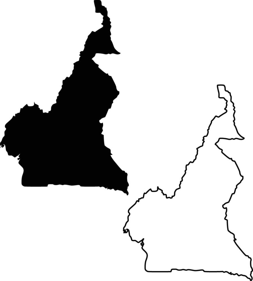 Cameroon country map silhouette flat and outline design vector