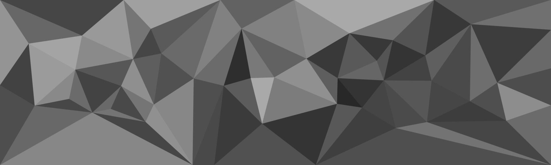 Dark geometric low poly background in shades of black and gray, forming an abstract, angular, and modern design with a faceted 3D effect. vector