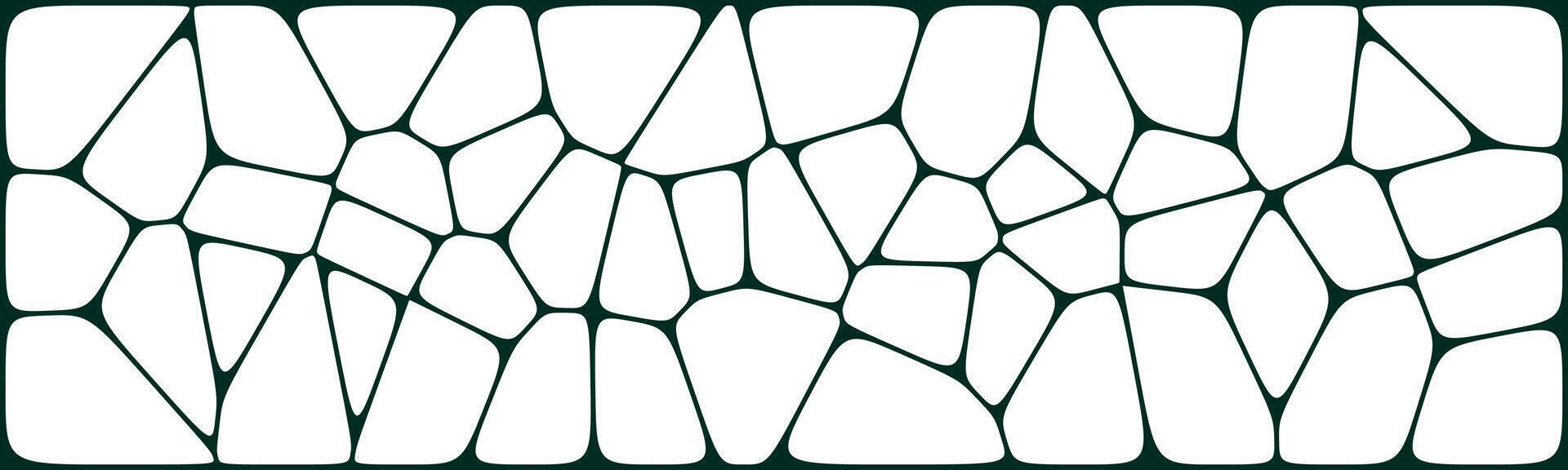 Abstract irregular stone wall pattern with black outlines and white fill, resembling a mosaic or cobblestone texture in a modern stylized layout. vector