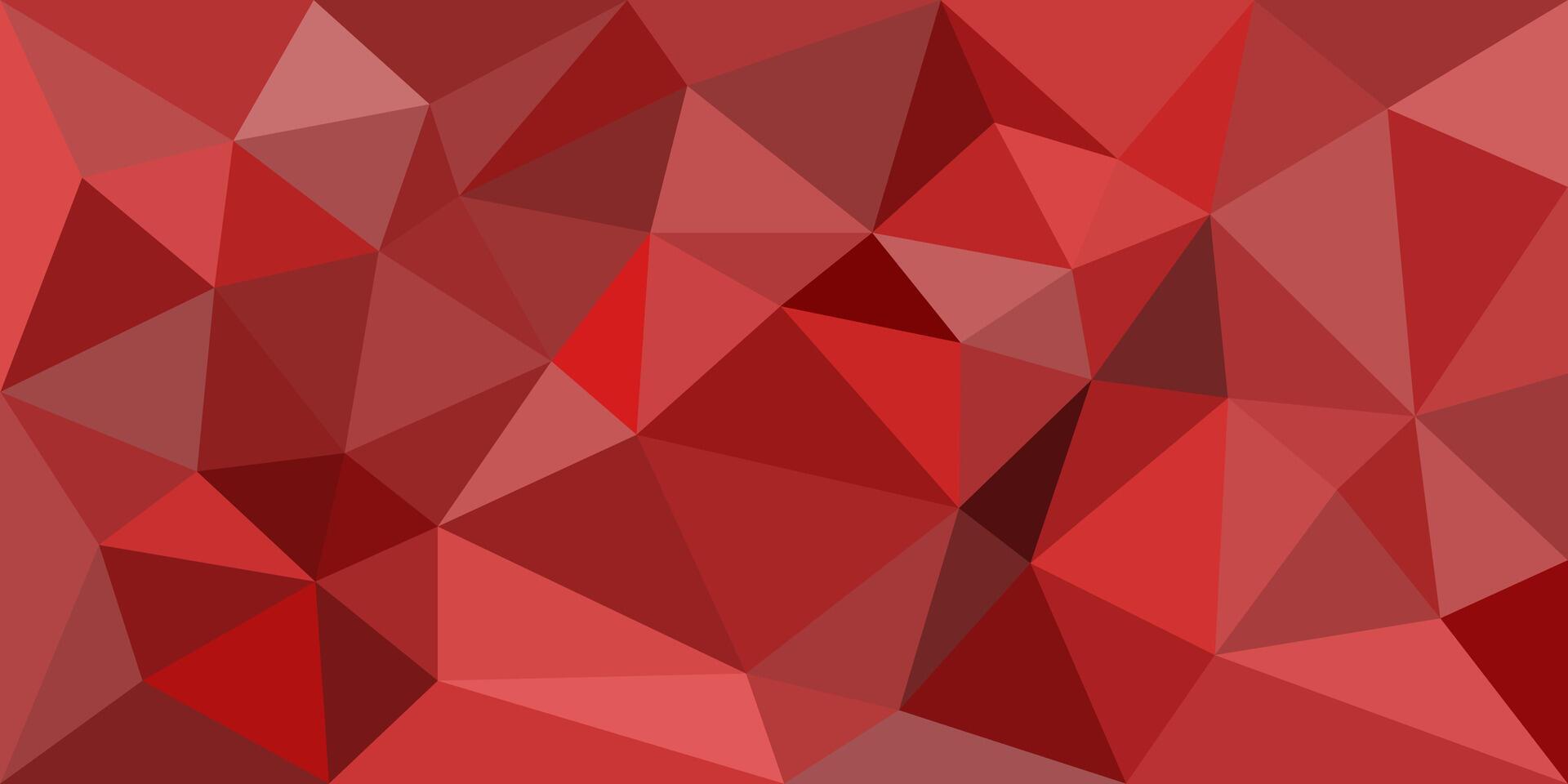 Abstract low poly background in various shades of red, featuring geometric triangular shapes with a faceted, modern, and vibrant design. vector