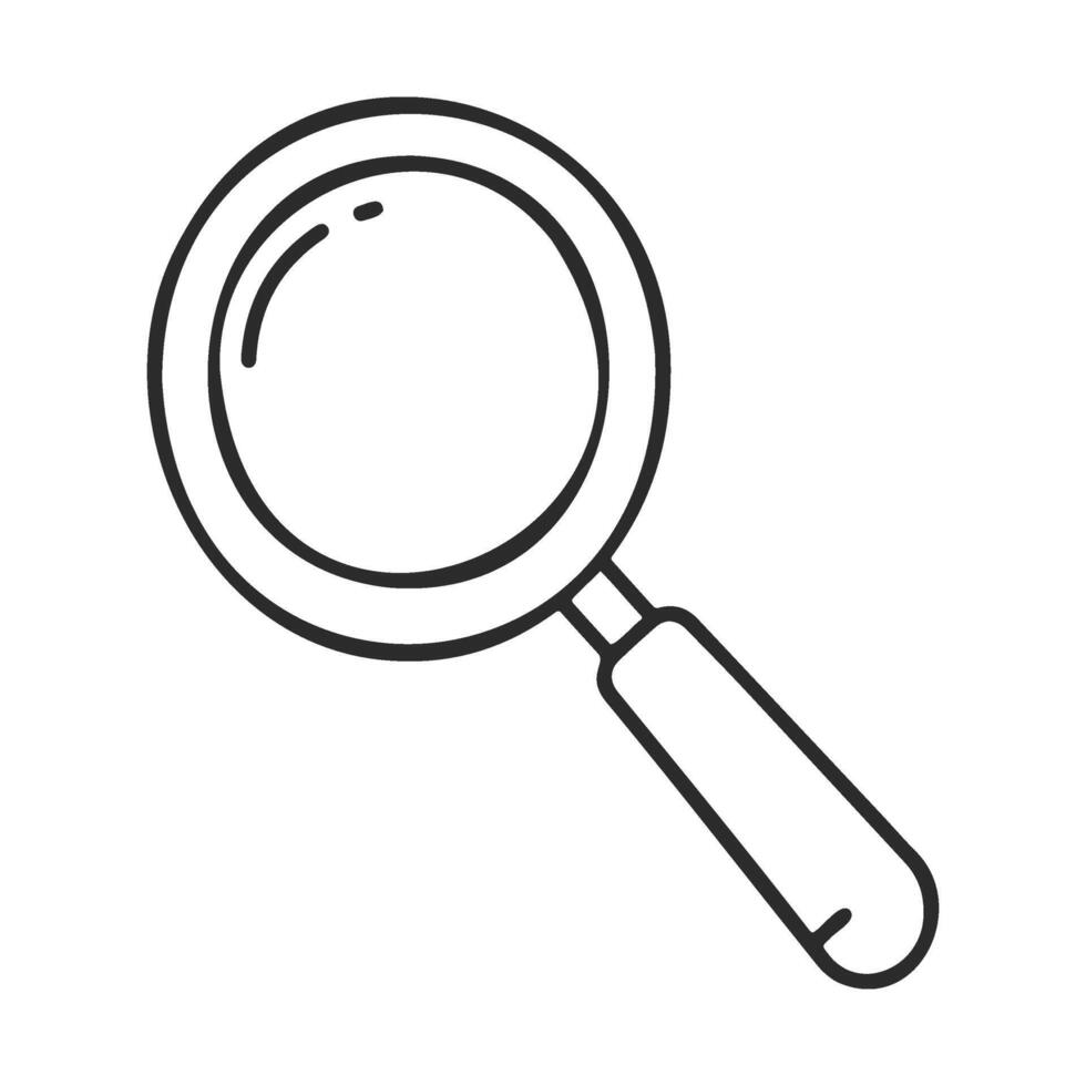 Simple black and white magnifying glass icon on white background vector