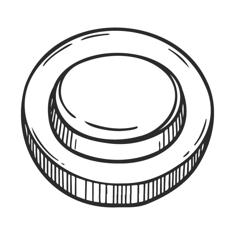 Hand drawnempty circular container sketch with lid vector