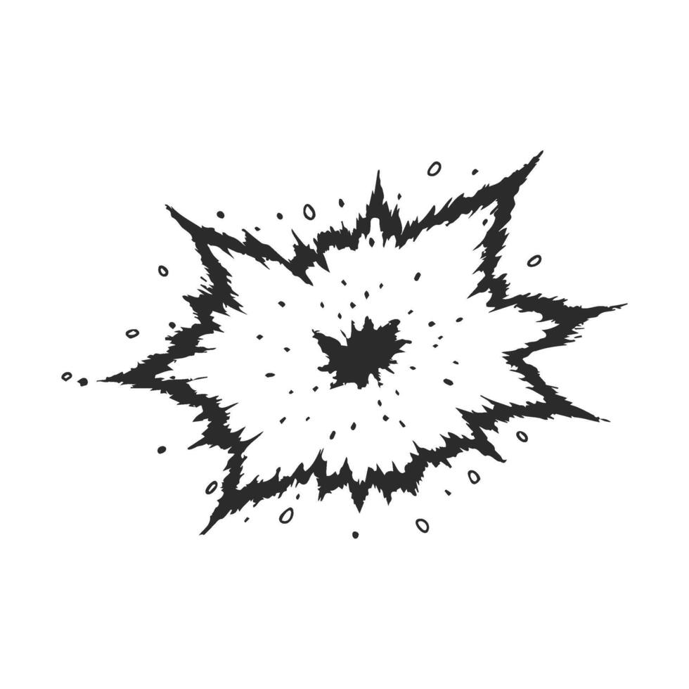 Black and white comic style explosion with jagged edges vector