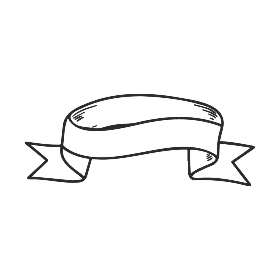 Hand drawnblank ribbon banner outline for design and decoration vector