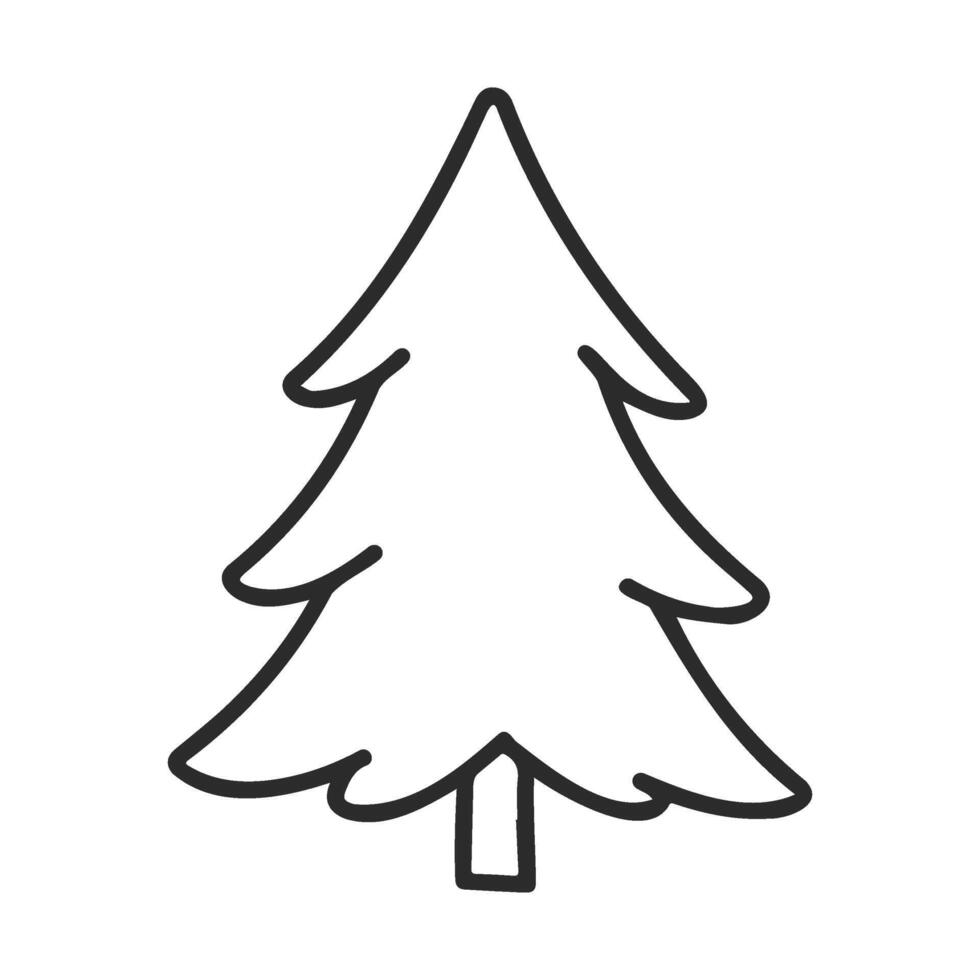 Simple line drawing of a pine tree with minimalist design vector