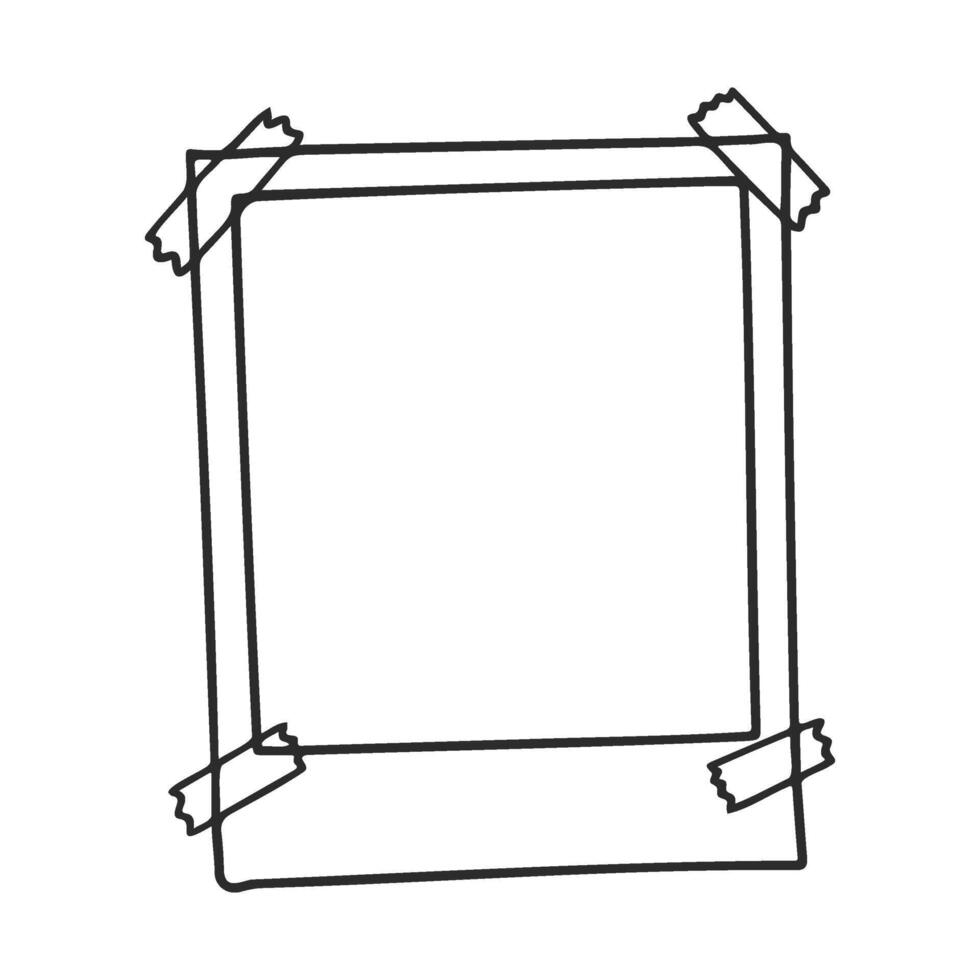 Empty polaroid frame with adhesive tape on white background vector