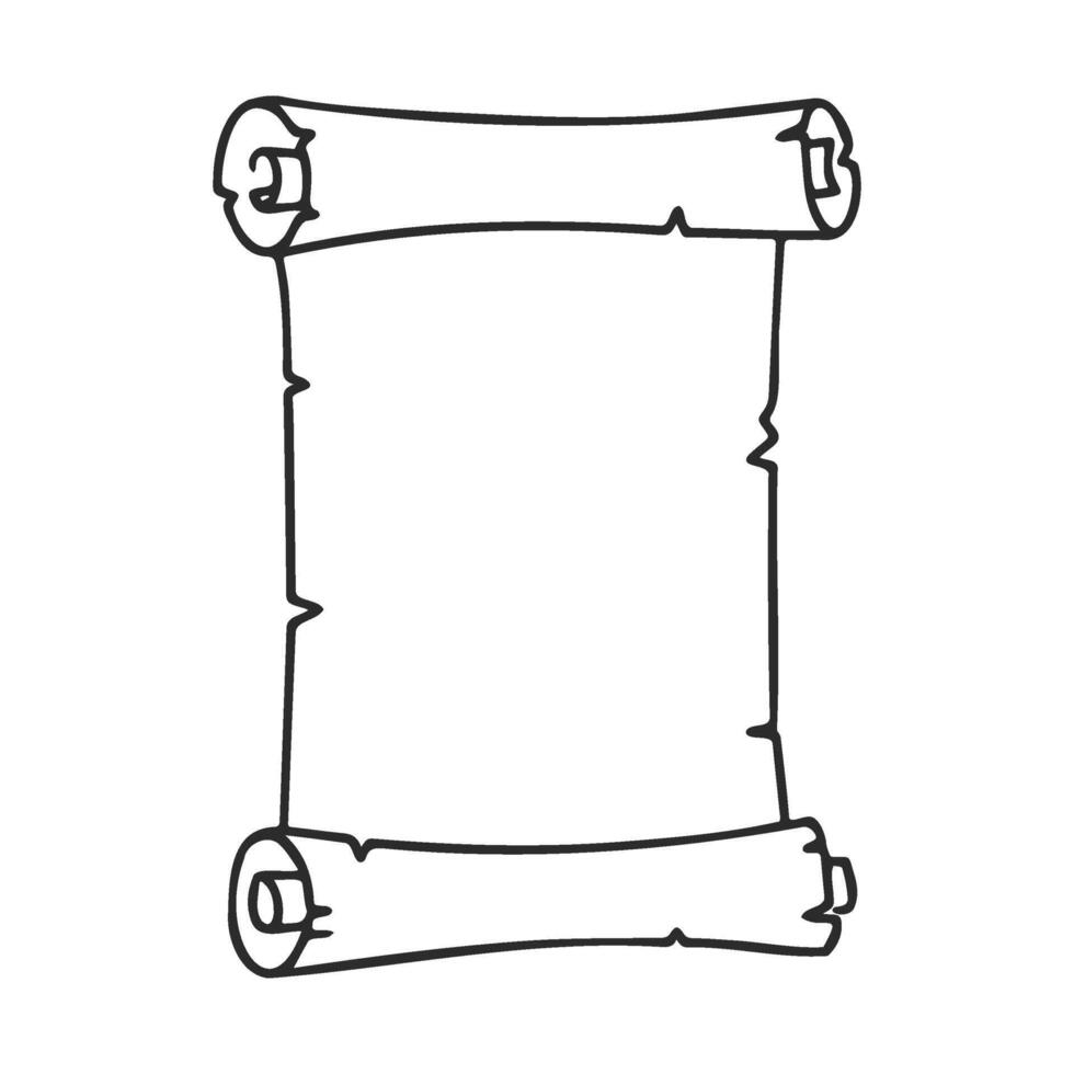 Blank ancient scroll outline with rolled edges vector