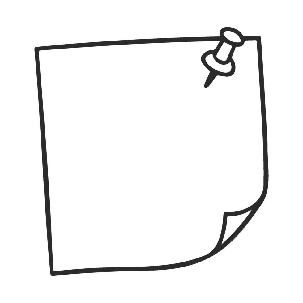 Blank sticky note with thumbtack on white background vector