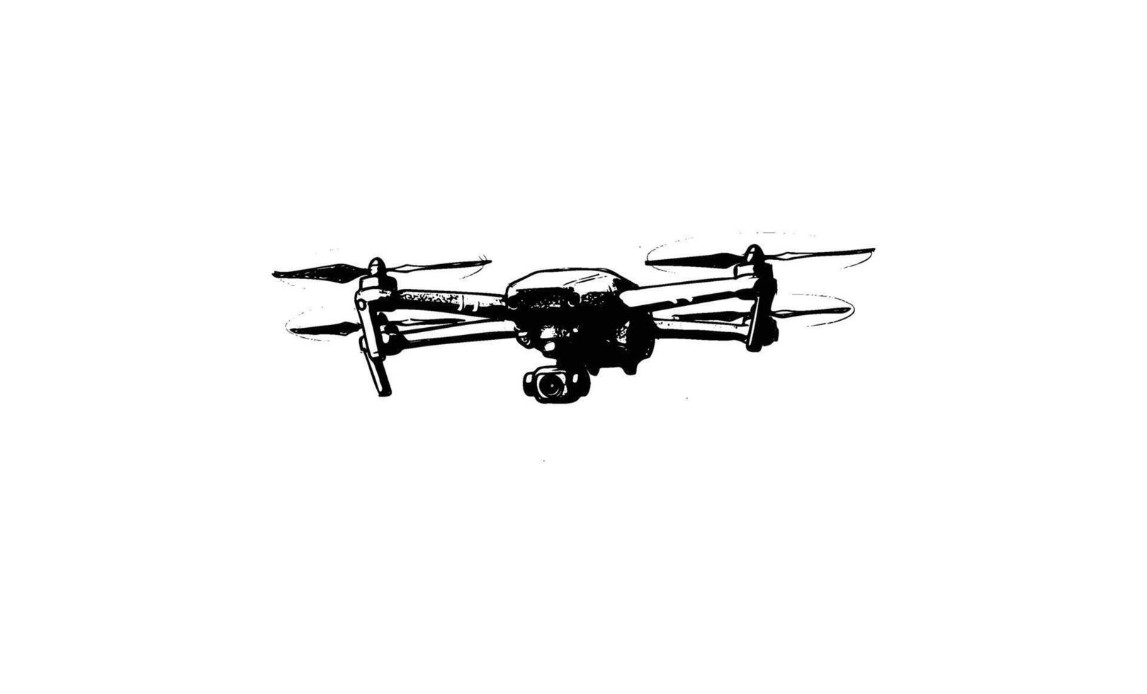 Silhouette of a drone in flight with camera and rotors vector