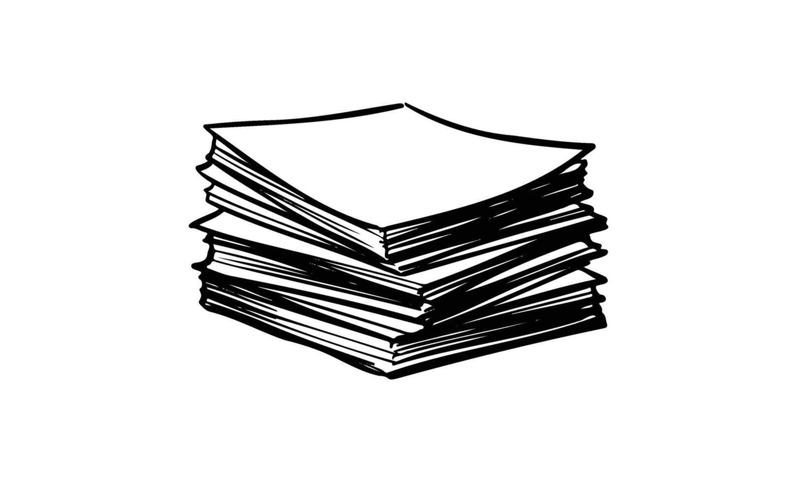 Stack of paper sheets illustration in black and white Hand drawnstyle vector