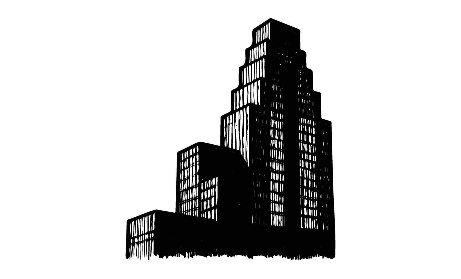 Black and white skyscraper sketch with geometric architecture design vector