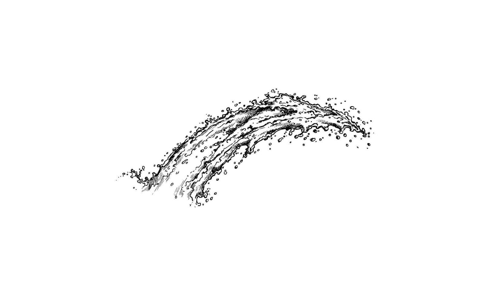 Dynamic black and white ink sketch of a water splash on white background vector