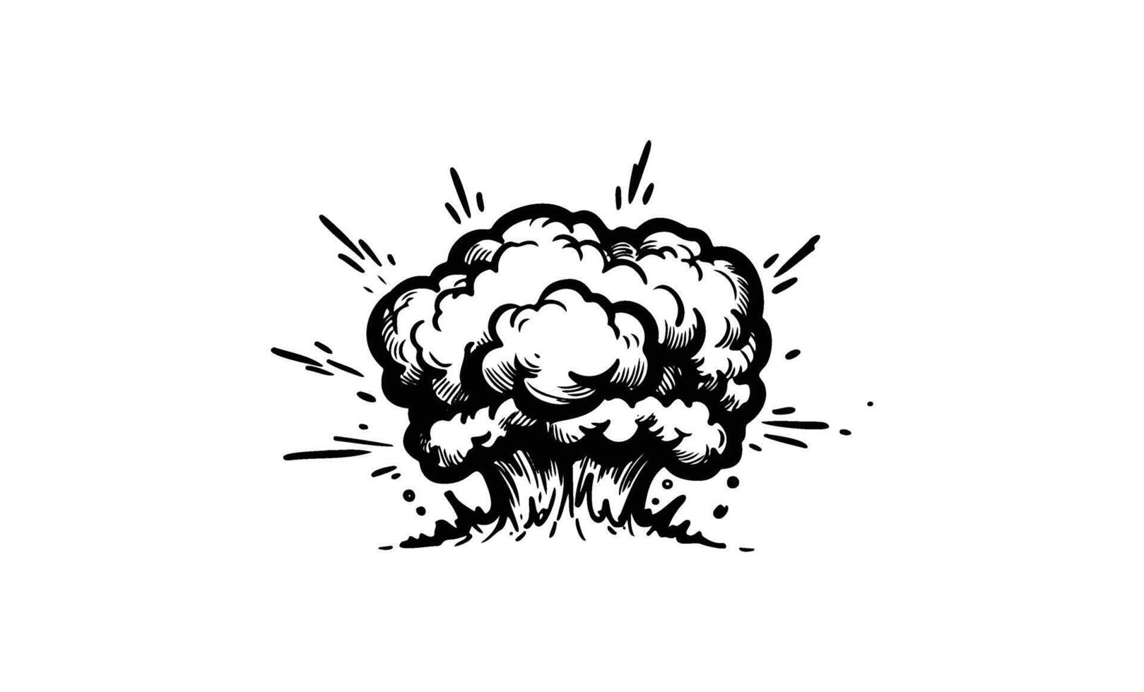 Monochrome explosion artwork capturing abstract cloud burst with dynamic energy vector