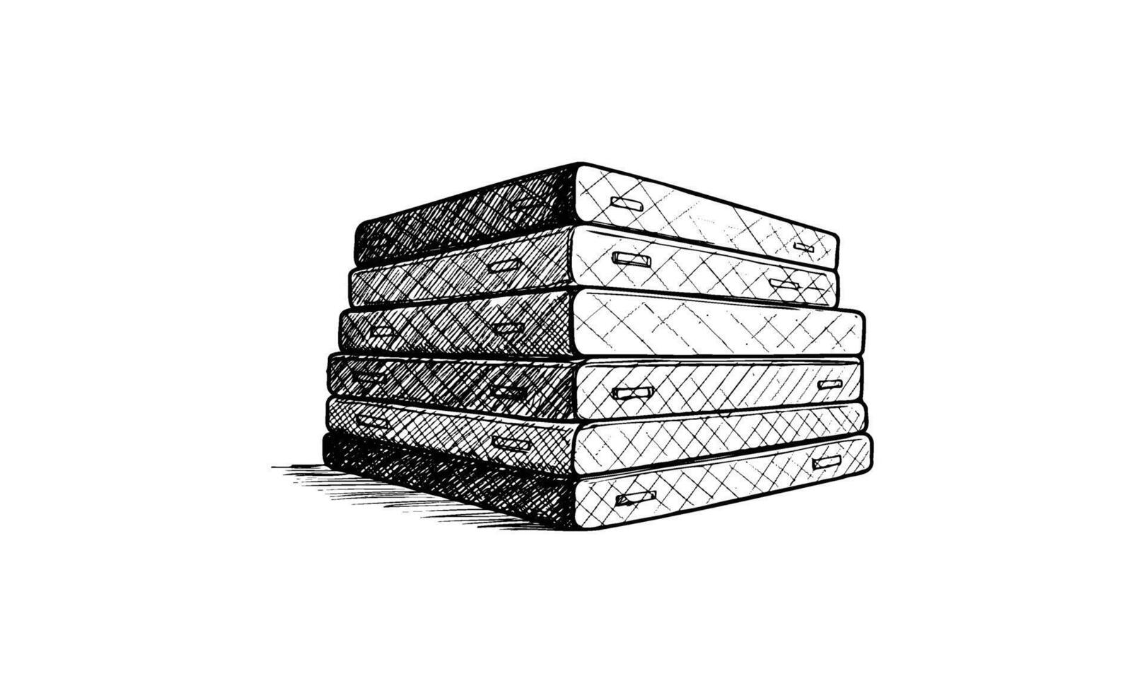 Hand drawnstack of four mattresses in sketch style vector