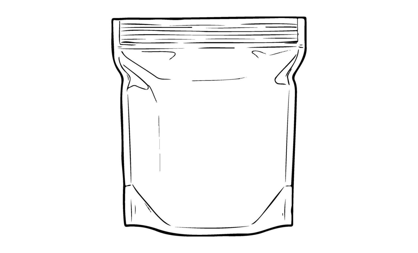 Clear stand-up pouch with zipper closure for food storage and packaging vector