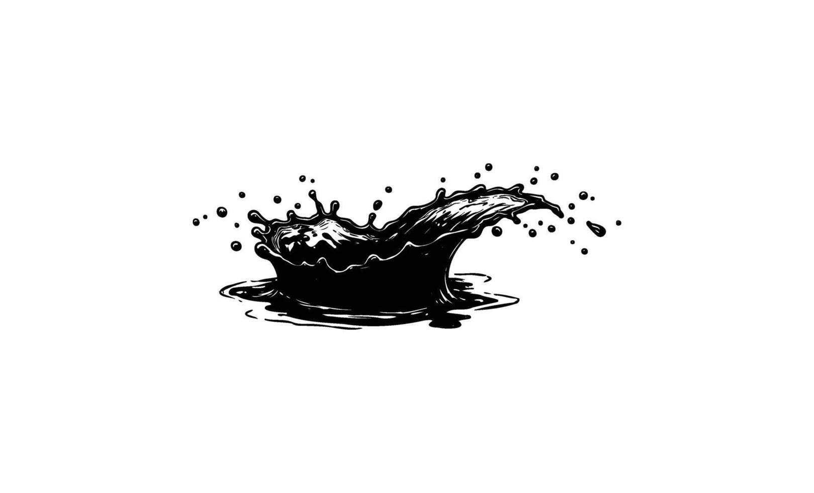 Black liquid splash isolated on white background with dynamic motion vector