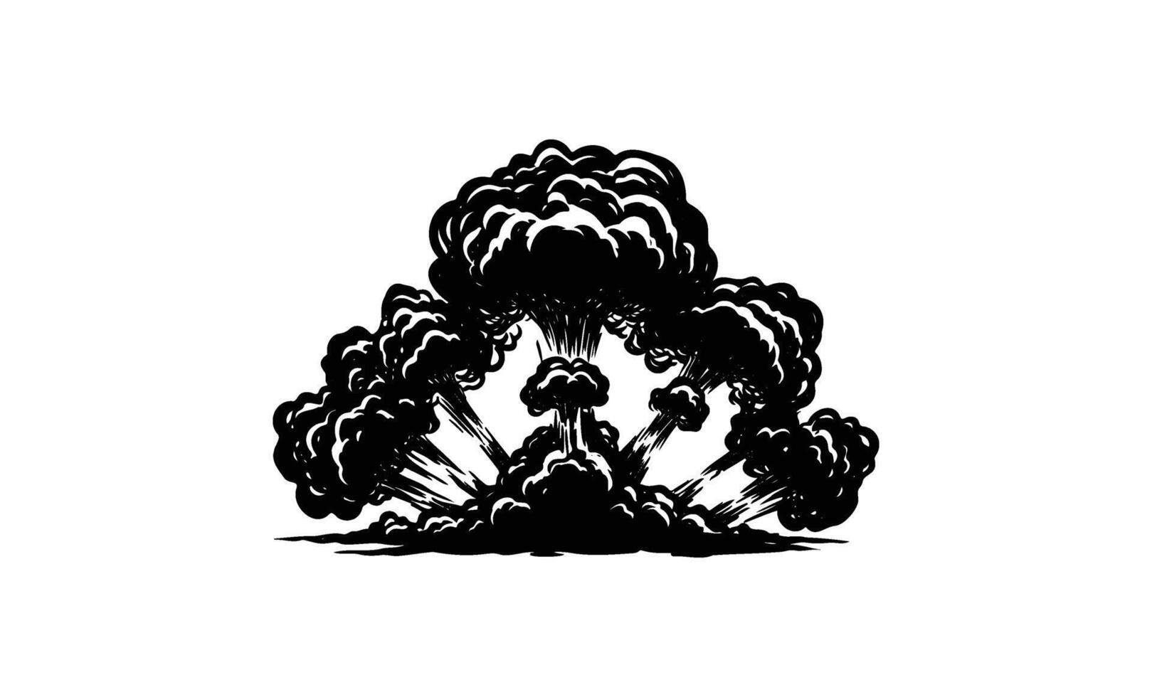 Monochrome explosion cloud graphic with dynamic energy display vector