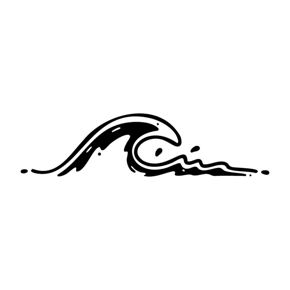 Artistic wave design with abstract ocean curl in black and white vector
