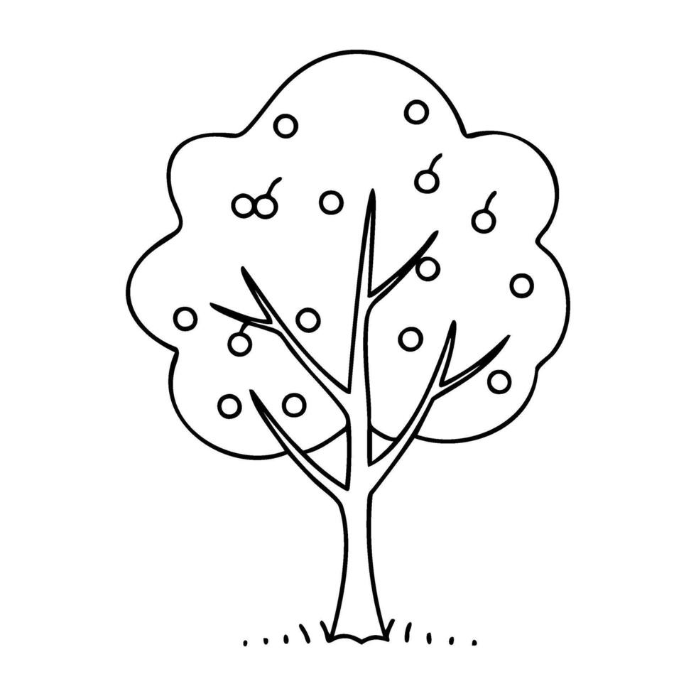 Simple outline drawing of an apple tree with minimalistic design vector