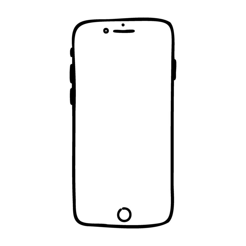 Minimalist black and white smartphone illustration with front camera vector
