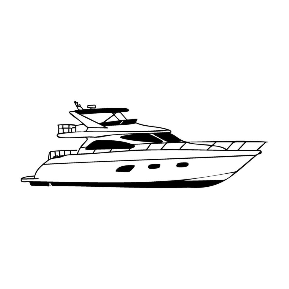 Elegant yacht silhouette side view illustrating modern nautical design vector