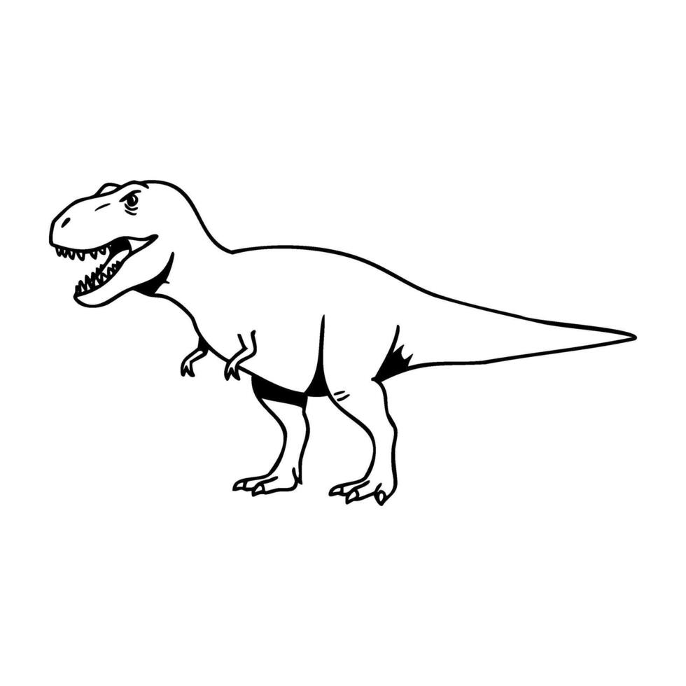 Outline drawing of a t-rex dinosaur in profile view vector