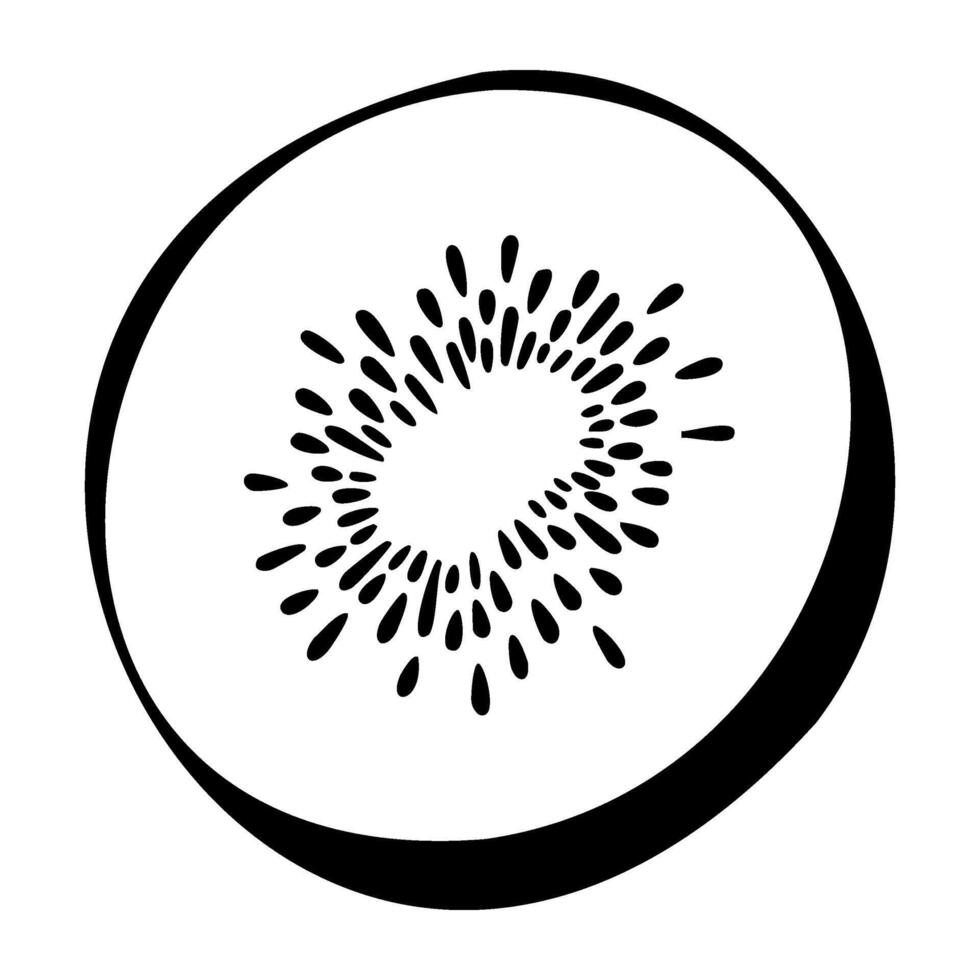 Graphic of a sliced kiwi with detailed seed pattern vector