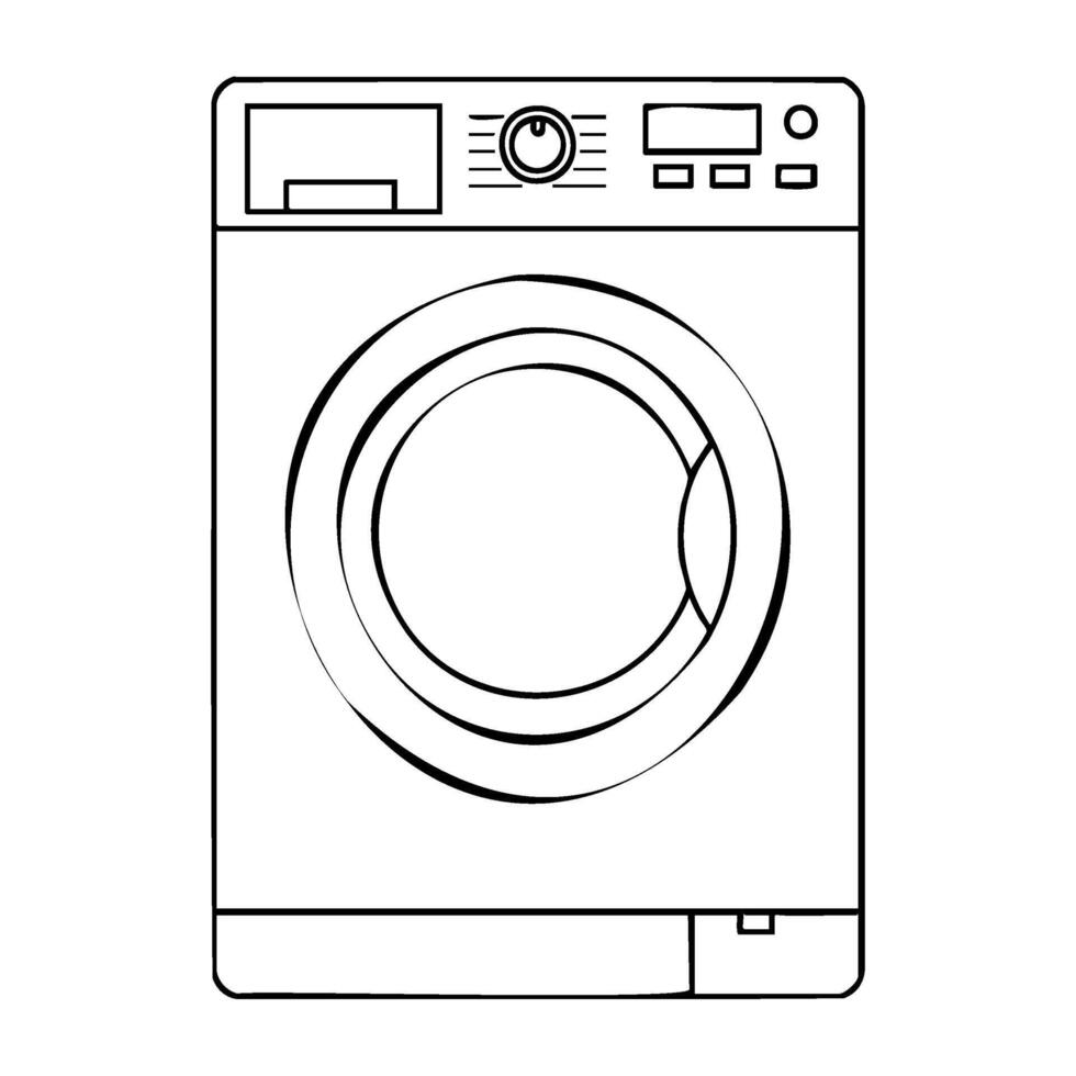 Line art of front-loading washing machine with control panel vector