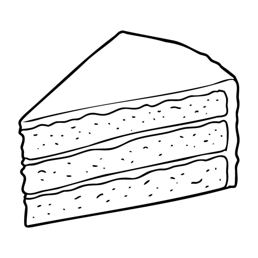 Simple line drawing of a three-layer cake slice vector