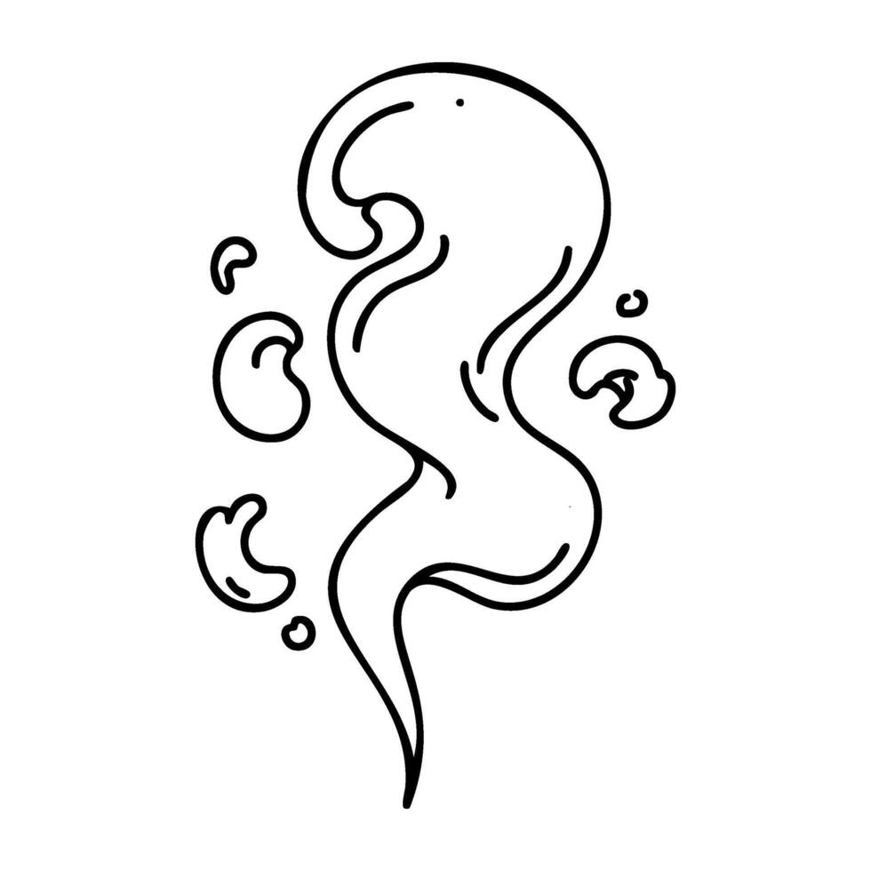 Abstract spiral vapor with curved lines and bubbles in motion vector
