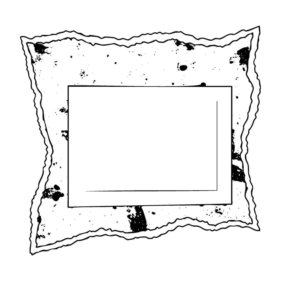 Ink-splattered torn paper frame with blank center for customization vector