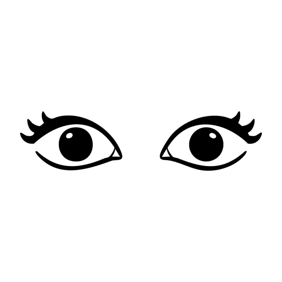 Minimalistic illustration of wide open eyes with detailed lashes vector
