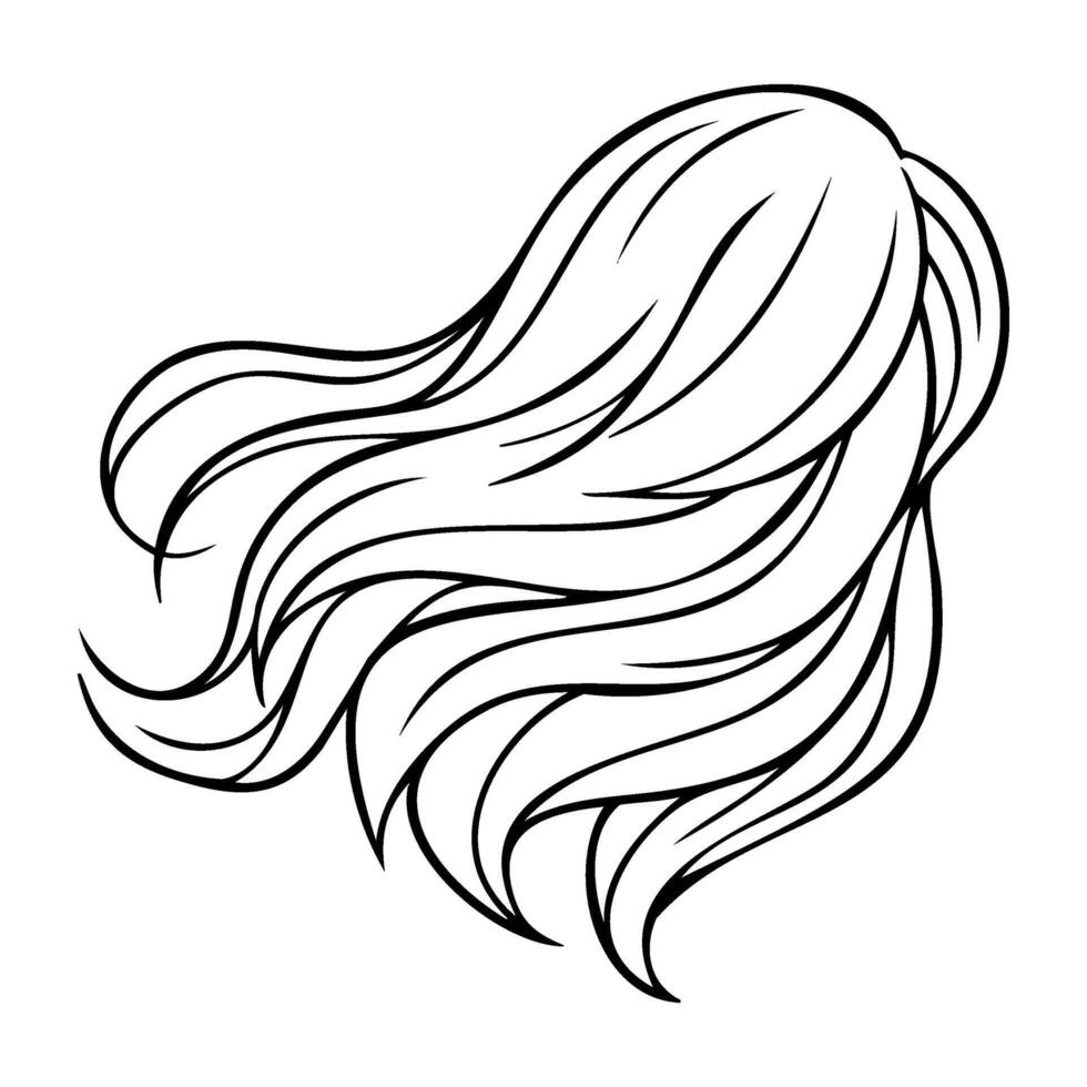 Flowing long hair design with soft waves and elegant curls vector