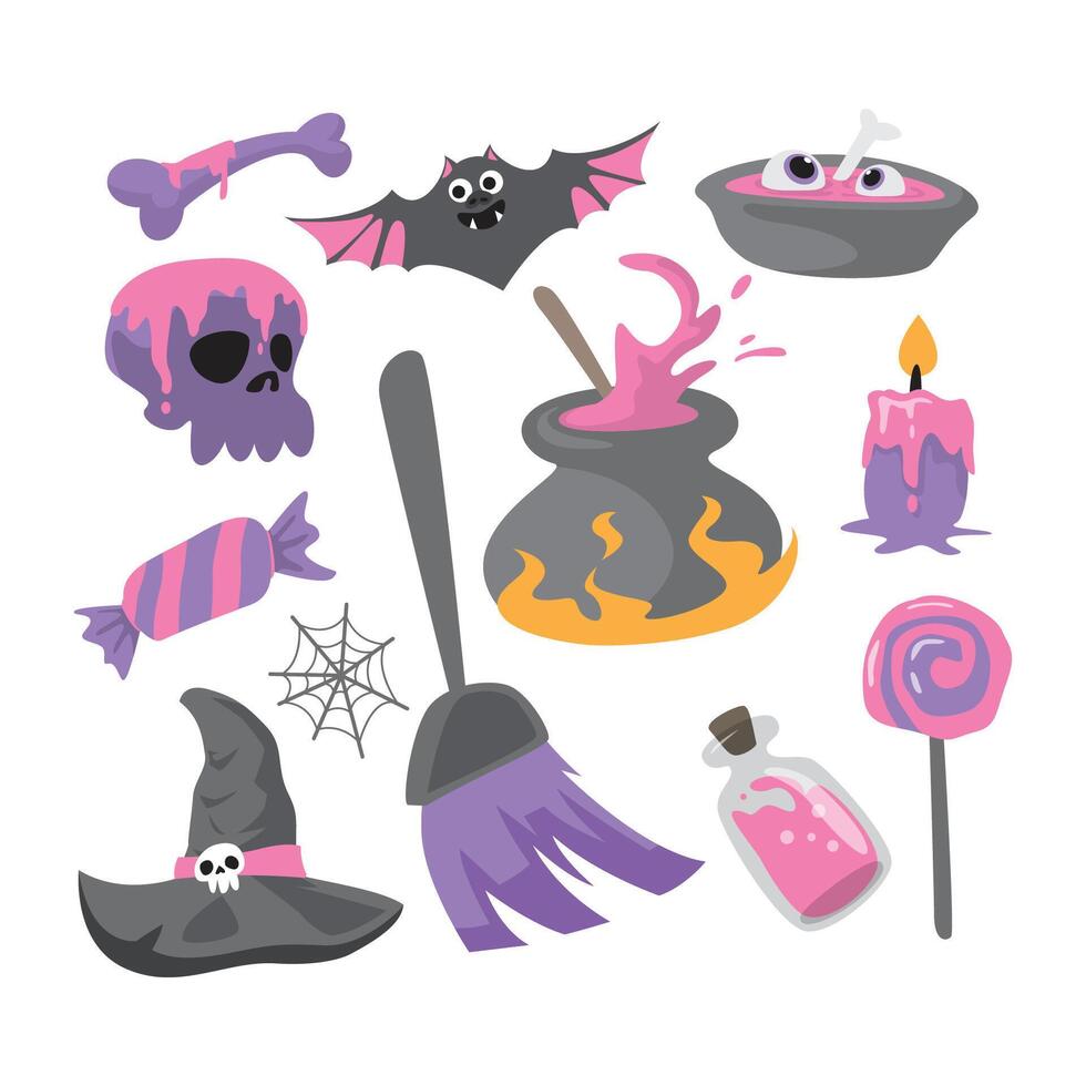 Halloween themed icons and illustrations vector