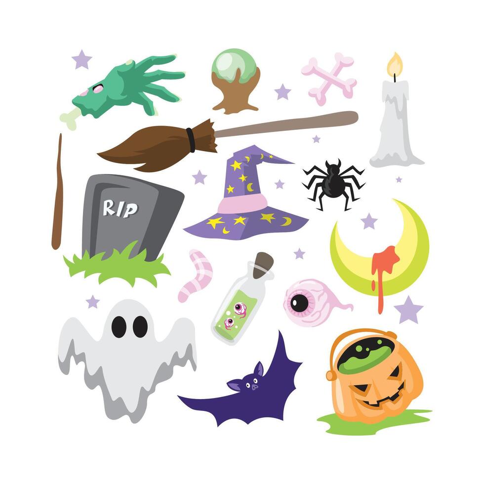 Halloween icons and illustrations for decorations vector